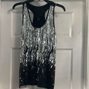 Sequin Tank Top black and silver rue21 sz large